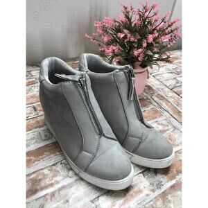 Sugar Glitz Grey Micro Hidden Wedge Sneakers, Size 7